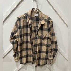 American Eagle Outfitters Women's Plaid Shirt - Black and Tan